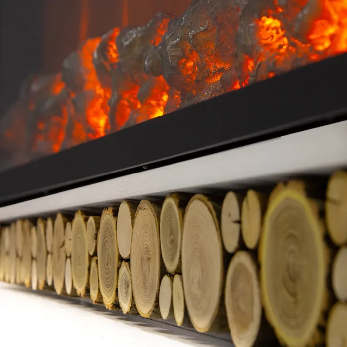 Camino Elettrico da Pavimento 63x150x30 cm Effetto Fiamma 1500W Rio & Tanzania Bianco - immagine 3