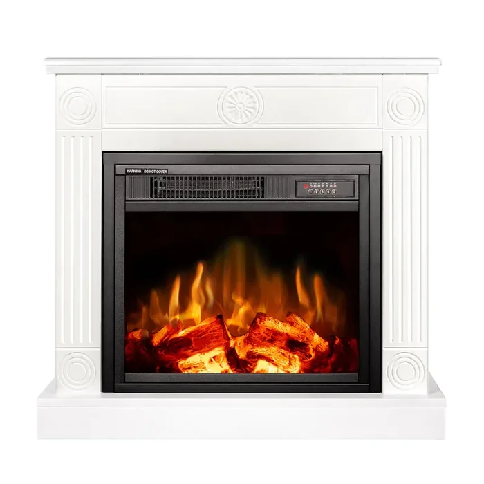 Camino Elettrico da Pavimento 73x77x21 cm Effetto Fiamma 1100W Focus & Dionis Bianco - immagine 2