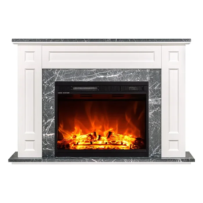 Camino Elettrico da Pavimento 78x115x27 cm Effetto Fiamma 1500W Frida & Lorance Ivory/dark gray - immagine 2