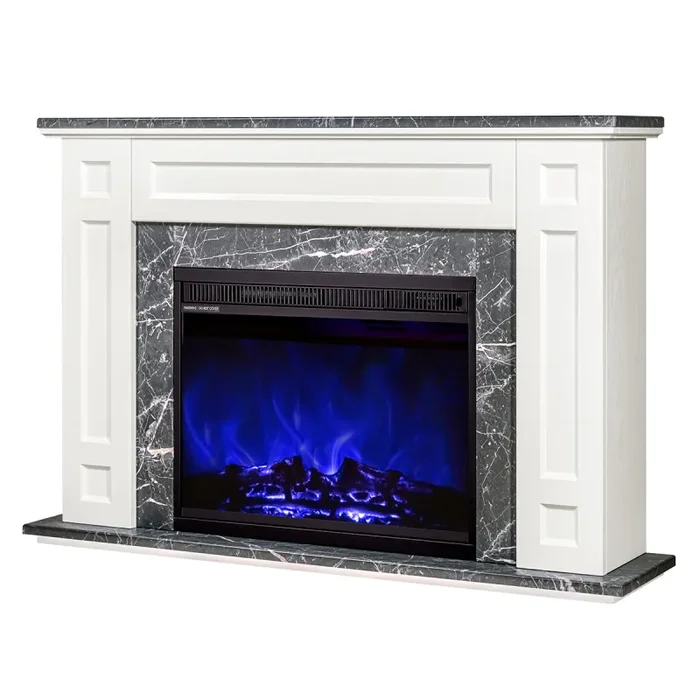 Camino Elettrico da Pavimento 78x115x27 cm Effetto Fiamma 1500W Frida & Lorance Ivory/dark gray - immagine 3