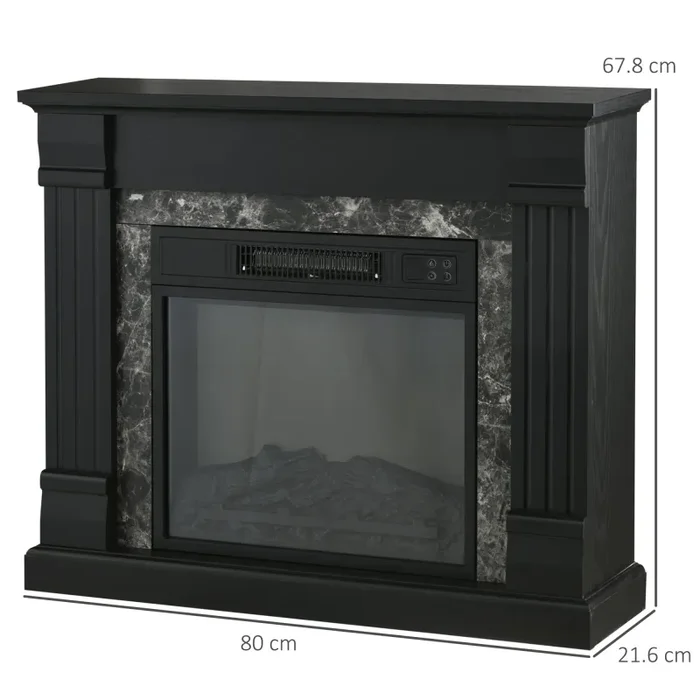 Camino Elettrico da Pavimento 80×21,6×67,8 cm 1800W Effetto Fiamma Nero - immagine 3
