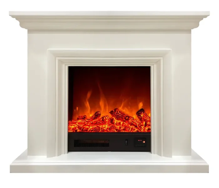 Camino Elettrico da Pavimento 80x100x33 cm Effetto Fiamma 1500W David Bianco - immagine 2