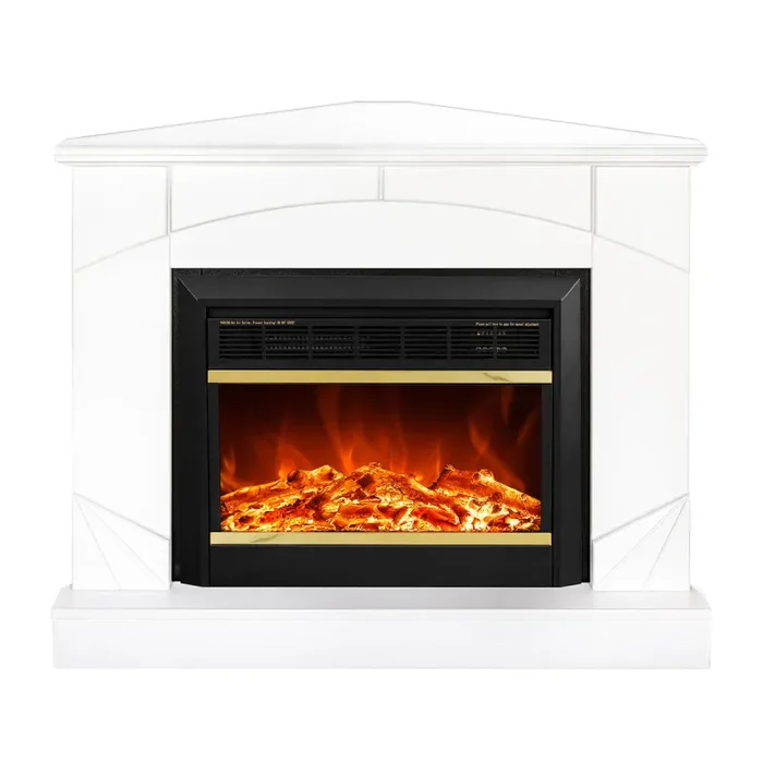 Camino Elettrico da Pavimento 85x106x53 cm Effetto Fiamma 1500W Madeira colt & Mars Bianco - immagine 2