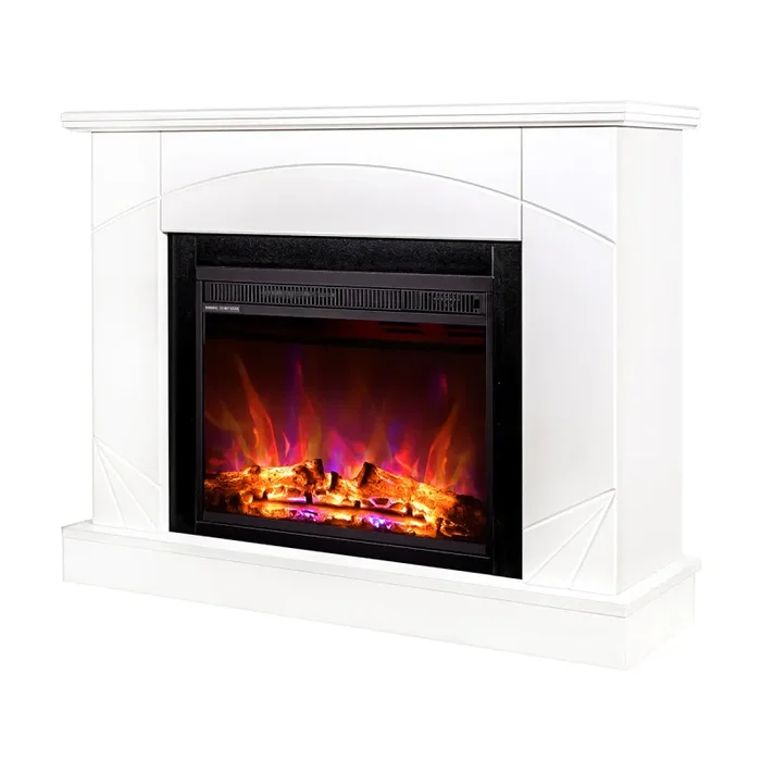 Camino Elettrico da Pavimento 85x110x27 cm Effetto Fiamma 1500W Madeira & Lorance Noce - immagine 2