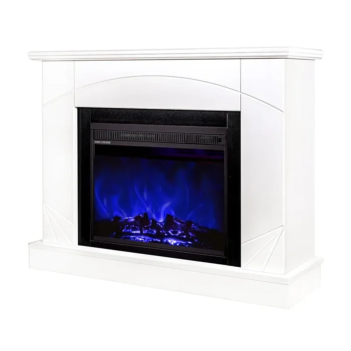 Camino Elettrico da Pavimento 85x110x27 cm Effetto Fiamma 1500W Madeira & Lorance Noce - immagine 3