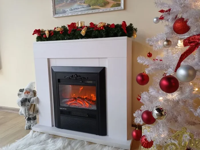 Camino Elettrico da Pavimento 85x95x30 cm Effetto Fiamma 2000W Arthur & Cristina Bianco - immagine 3