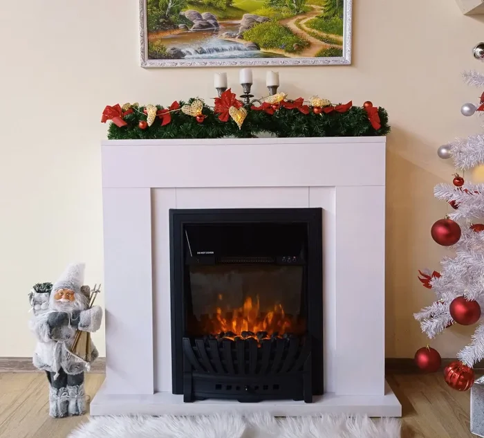 Camino Elettrico da Pavimento 85x95x30 cm Effetto Fiamma 2000W Arthur & Pluton Bianco - immagine 2