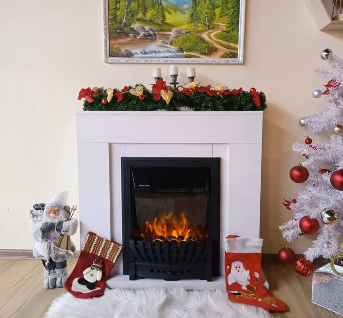 Camino Elettrico da Pavimento 85x95x30 cm Effetto Fiamma 2000W Arthur & Pluton Bianco - immagine 3