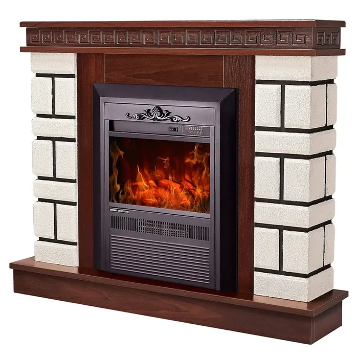 Camino Elettrico da Pavimento 87,4x108x24,5 cm Effetto Fiamma 2000W Nazarii mini & Cristina Noce