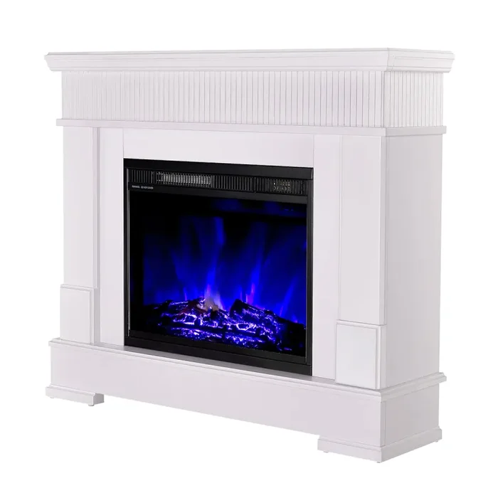 Camino Elettrico da Pavimento 88,2×104,4×27,9 cm Effetto Fiamma 1500W Ideal & Lorance color Bianco - immagine 3