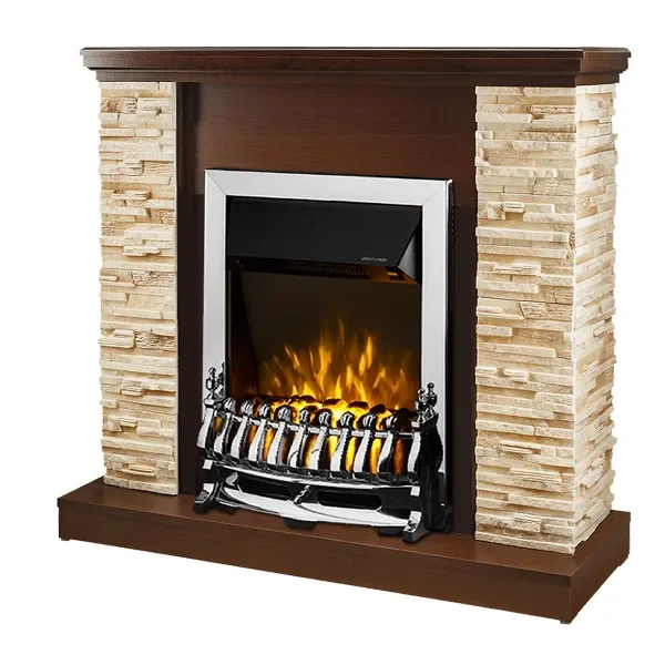 Camino Elettrico da Pavimento 90,3x98x30 cm Effetto Fiamma 2000W Rock & Galileo Silver Noce Online
