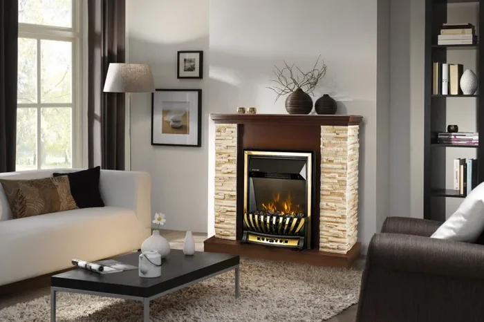 Camino Elettrico da Pavimento 90,3x98x30 cm Effetto Fiamma 2000W Rock & Meridian Noce Moda - immagine 2