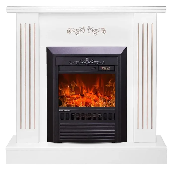 Camino Elettrico da Pavimento 90,5x94x26,5 cm Effetto Fiamma 2000W Smile & Cristina Bianco - immagine 2