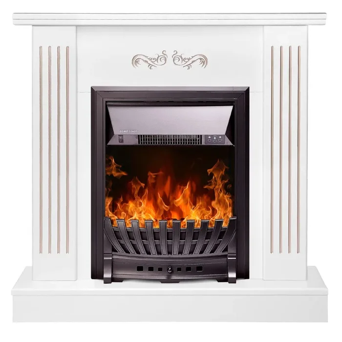 Camino Elettrico da Pavimento 90,5x94x26,5 cm Effetto Fiamma 2000W Smile & Pluton Bianco Bianco In saldo - immagine 2