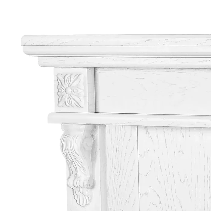 Camino Elettrico da Pavimento 90x100x30 cm Effetto Fiamma 1500W Solomon & Mars Bianco Fornitura - immagine 3