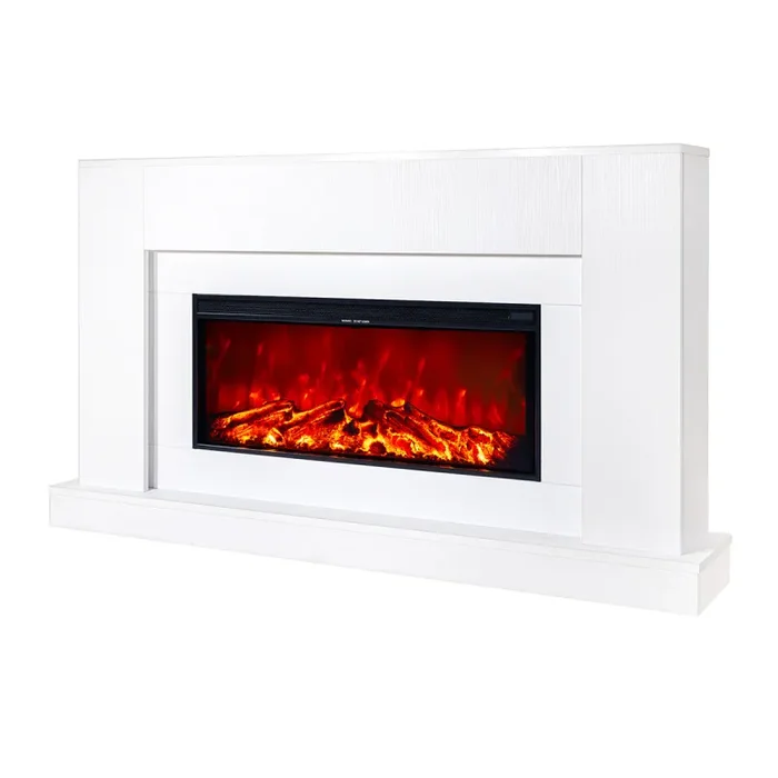 Camino Elettrico da Pavimento 90x160x27 cm Effetto Fiamma 1500W Pascal & Tasmania Bianco - immagine 3