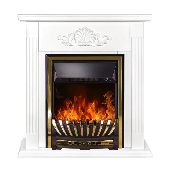 Camino Elettrico da Pavimento 90x90x27 cm Effetto Fiamma 2000W Sorina & Meridian Bianco - immagine 2