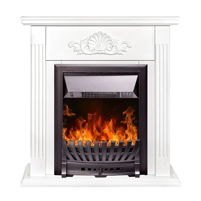 Camino Elettrico da Pavimento 90x90x27 cm Effetto Fiamma 2000W Sorina & Pluton Bianco - immagine 2