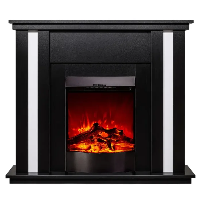 Camino Elettrico da Pavimento 95x110x27 cm Effetto Fiamma 1600W Gustavo & Corsica Nero/bianco - immagine 2