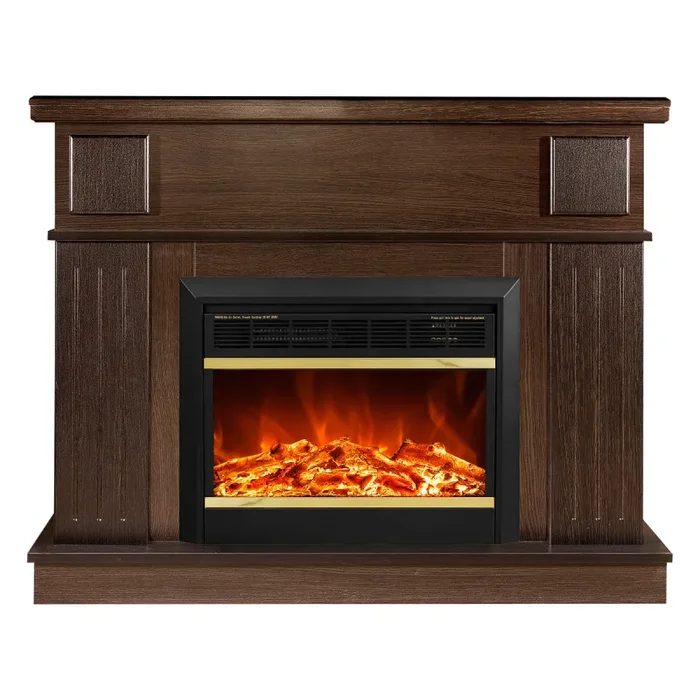 Camino Elettrico da Pavimento 95x120x30 cm Effetto Fiamma 1500W Olimpia & Mars Wenge - immagine 2