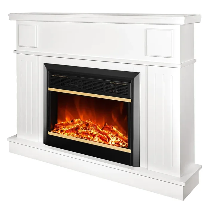 Camino Elettrico da Pavimento 95x120x30 cm Effetto Fiamma 1500W Olimpia & Mars Wenge - immagine 3