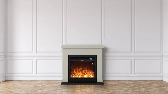 Camino Elettrico da Pavimento 99×88,3×25 cm Effetto Fiamma 1500W Sined Asciano Beige - immagine 2