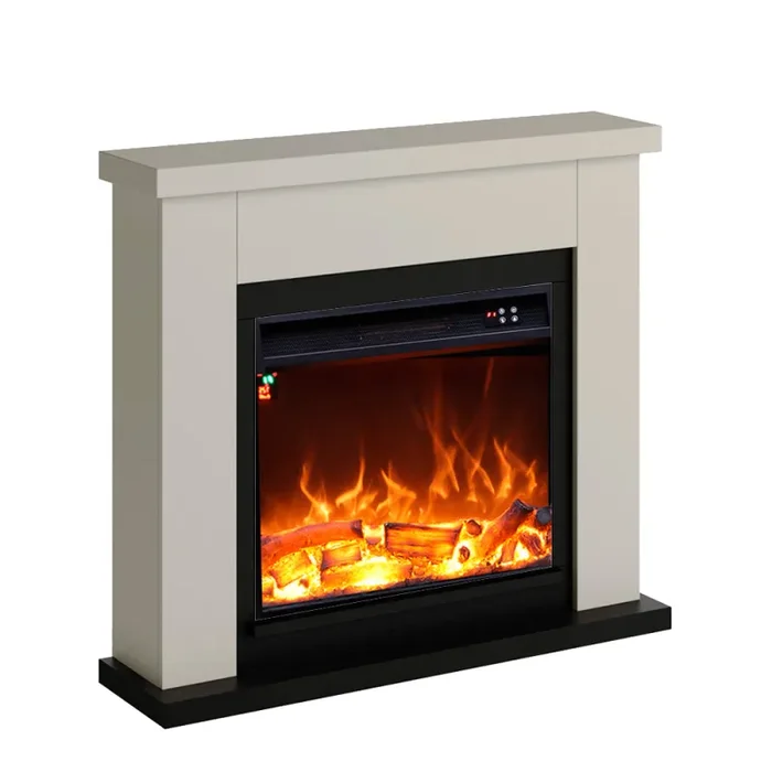 Camino Elettrico da Pavimento 99×88,3×25 cm Effetto Fiamma 1500W Sined Asciano Beige - immagine 3
