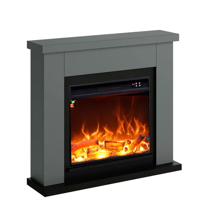 Camino Elettrico da Pavimento 99×88,3×25 cm Effetto Fiamma 1500W Sined Asciano Grigio Scuro - immagine 3