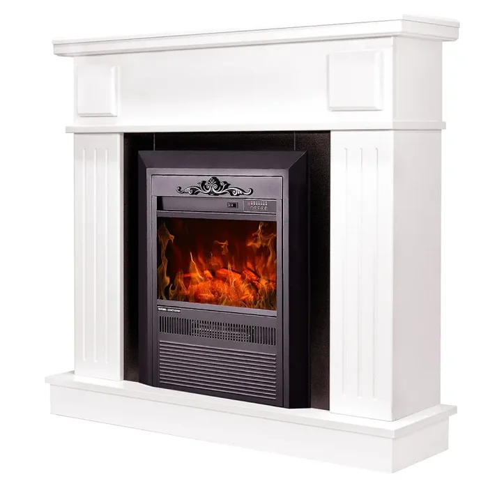 Camino Elettrico da Pavimento 99,7×103,4×27 cm Effetto Fiamma 2000W Oscar & Cristina Bianco/nero Saldi