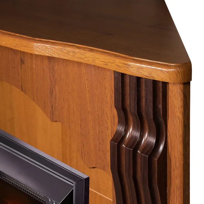 Camino Elettrico da Pavimento ad Angolo 88,2x95x47,3 cm Effetto Fiamma 2000W Clasic & Galileo silver Noce Vendita calda - immagine 3