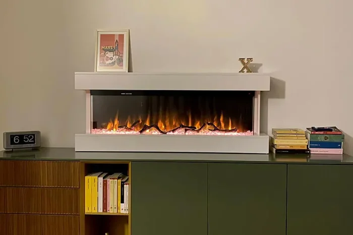 Camino Elettrico da Pavimento Effetto Fiamma 1500W Alaro Bianco Online - immagine 2