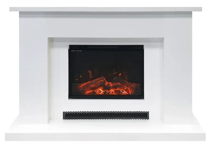 Camino Elettrico da Pavimento Effetto Fiamma 1500W Bianco