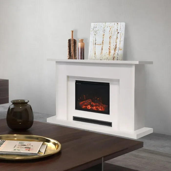 Camino Elettrico da Pavimento Effetto Fiamma 1500W Bianco - immagine 2