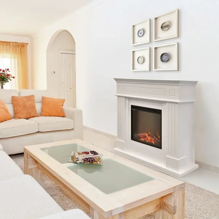 Camino Elettrico da Pavimento Effetto Fiamma 1500W Dalya Bianco - immagine 2