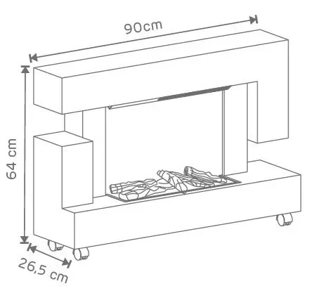 Camino Elettrico da Pavimento Effetto Fiamma 1500W Milano Bianco - immagine 3