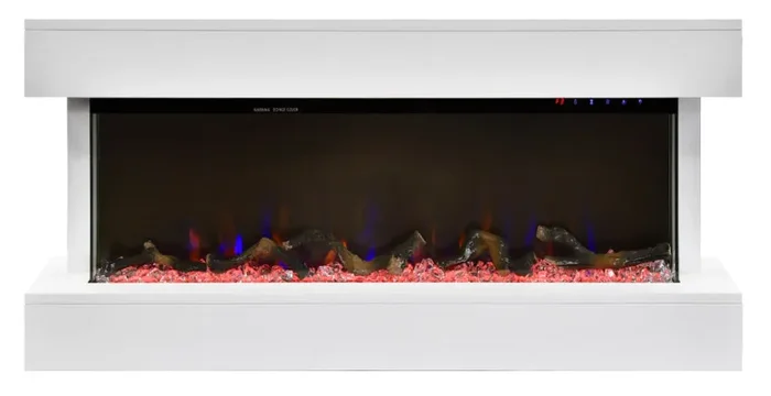 Camino Elettrico da Pavimento Effetto Fiamma 1500W Paige Bianco Online ora