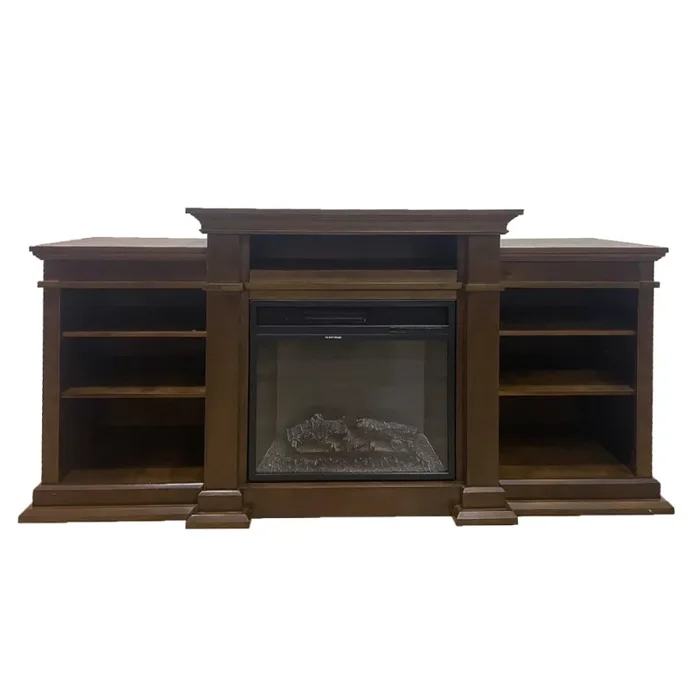 Camino Elettrico da Pavimento Effetto Fiamma 179x48x85 cm 900W/1800W in Legno Noce Vendita online - immagine 2