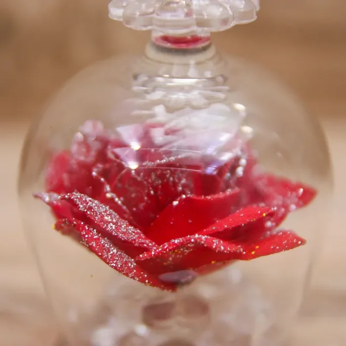 Campana con Rosa Rossa e Glitter Argento Via Margutta Vendita calda - immagine 2