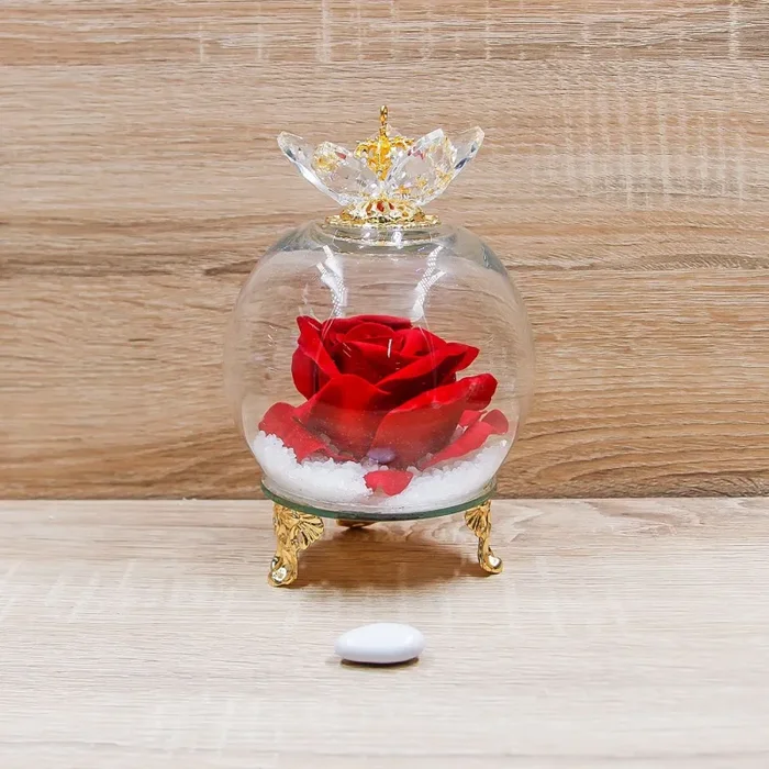 Campana Cristalli con Rosa Rossa e Corona Oro Via Margutta Online ora