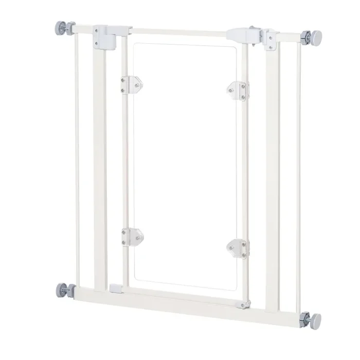 Cancelletto di Sicurezza per Animali Domestici 76,9-81,9 cm in Ferro Bianco