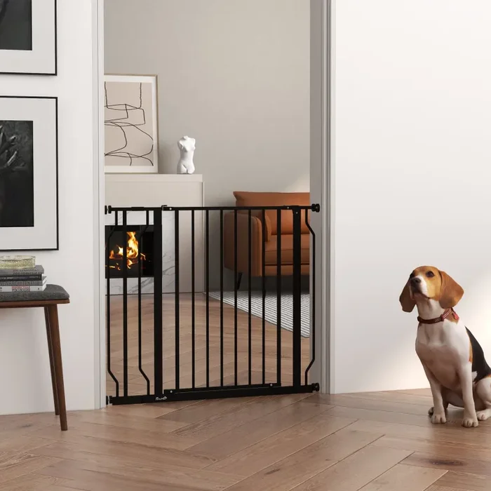 Cancelletto di Sicurezza per Cani Estensibile 75-95x76A cm in Acciaio e ABS Nero - immagine 2
