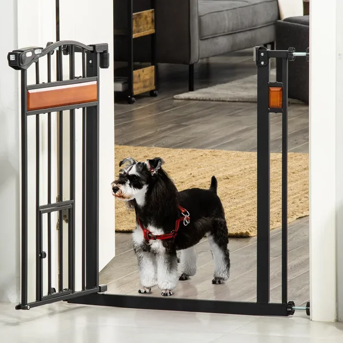 Cancelletto Sicurezza Regolabile per Cani 74-80 cm con Chiusura Automatica Nero - immagine 2
