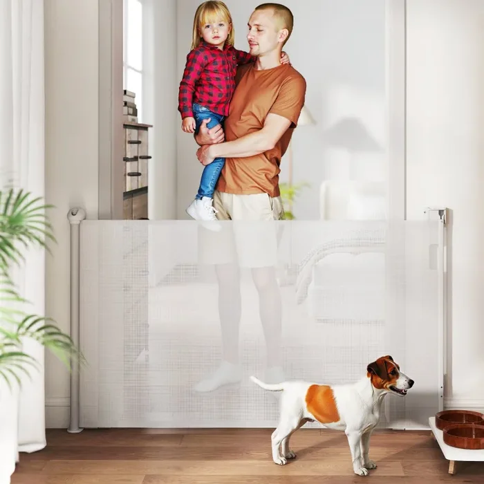 Cancellino per Cani Regolabile per Cani Piccoli Estensibile e Retrattile 0-144 cm Bianco - immagine 2