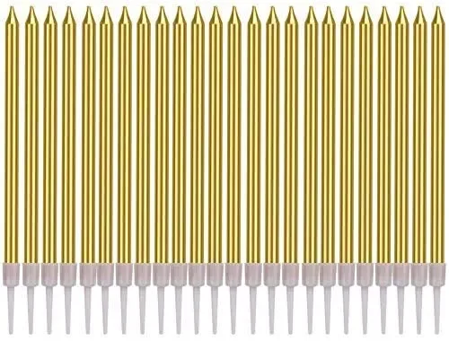 Candeline Torta Compleanno,36 Pezzi Candele di Compleanno in Supporti Oro