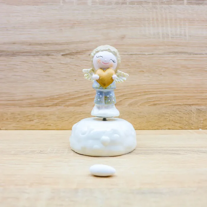 Carillon Angioletto Maschio con Cuore Oro Claraluna