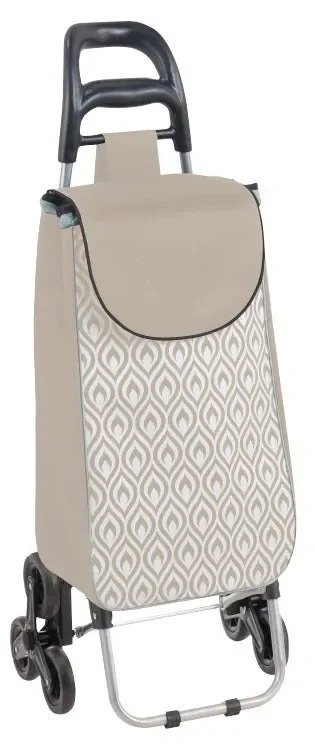 Carrello Trolley Pieghevole per la Spesa 6 Ruote per Scale in Acciaio Sofia Sabbia