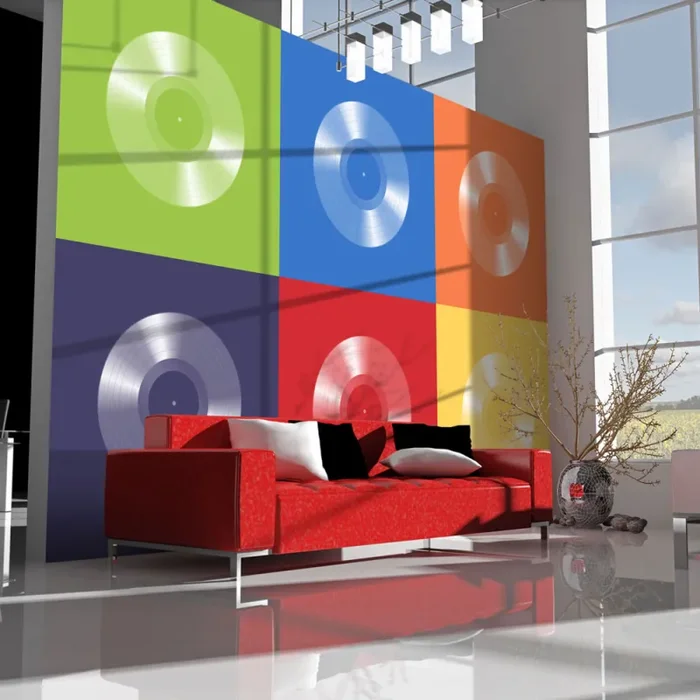Carta Da Parati Fotomurale – Disco Vinile E Colori 350x270cm Erroi