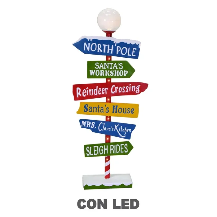 Cartello in Metallo indicazioni con Led multicolor cm 46×16,5xh106,5