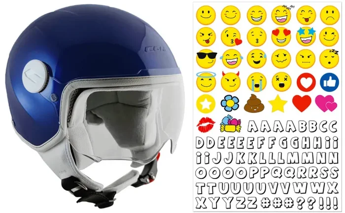 Casco Demi-Jet per Bambini Visiera Sagomata CGM Magic Smile 205S Blu Metallizzato Varie Misure