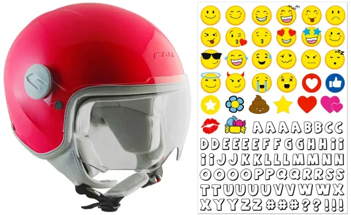 Casco Demi-Jet per Bambini Visiera Sagomata CGM Magic Smile 205S Rosa Fluo Varie Misure
